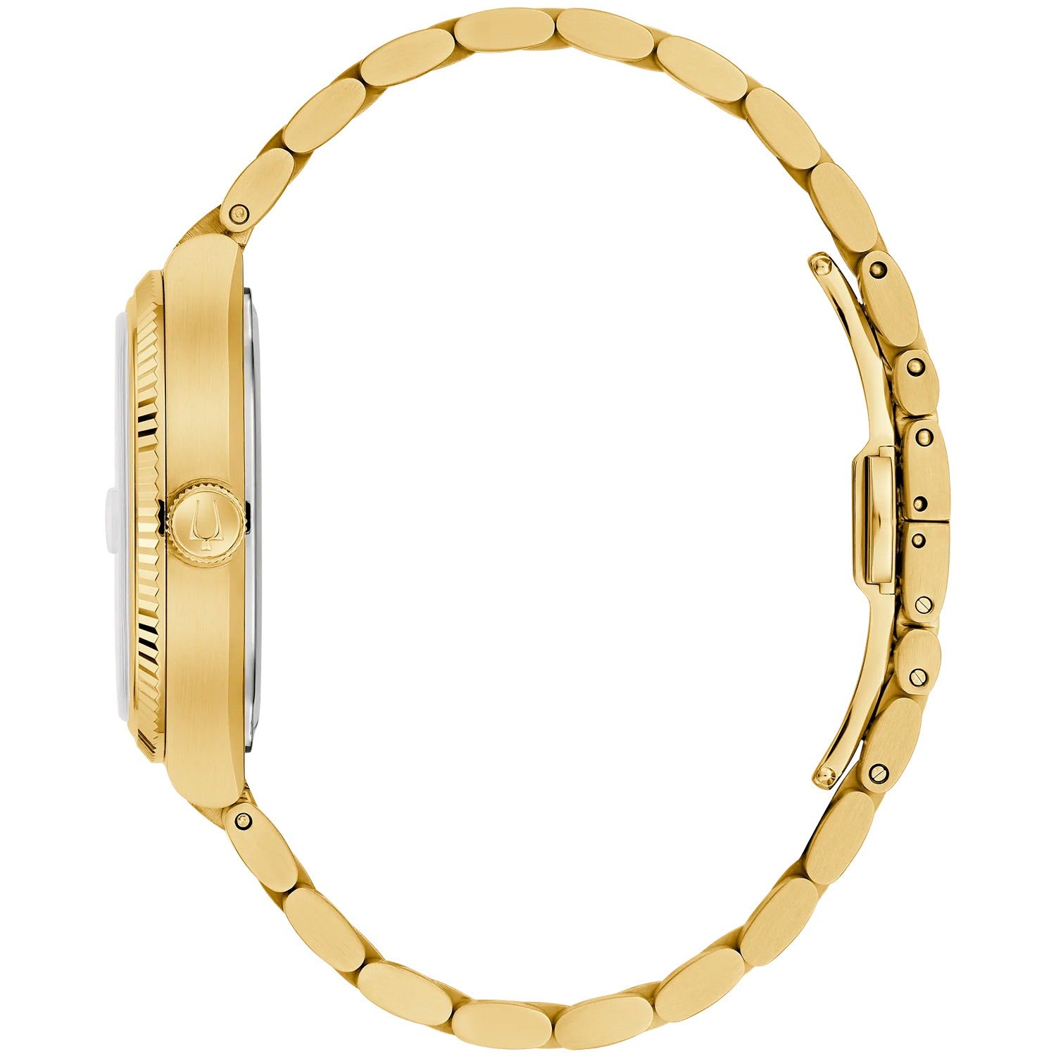 Goldfarbenes Edelstahlarmband der Herrenarmbanduhr Bulova mit Gliedern