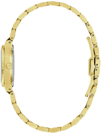 Bulova Damenarmbanduhr: goldfarbene Gliederarmbandansicht von der Seite