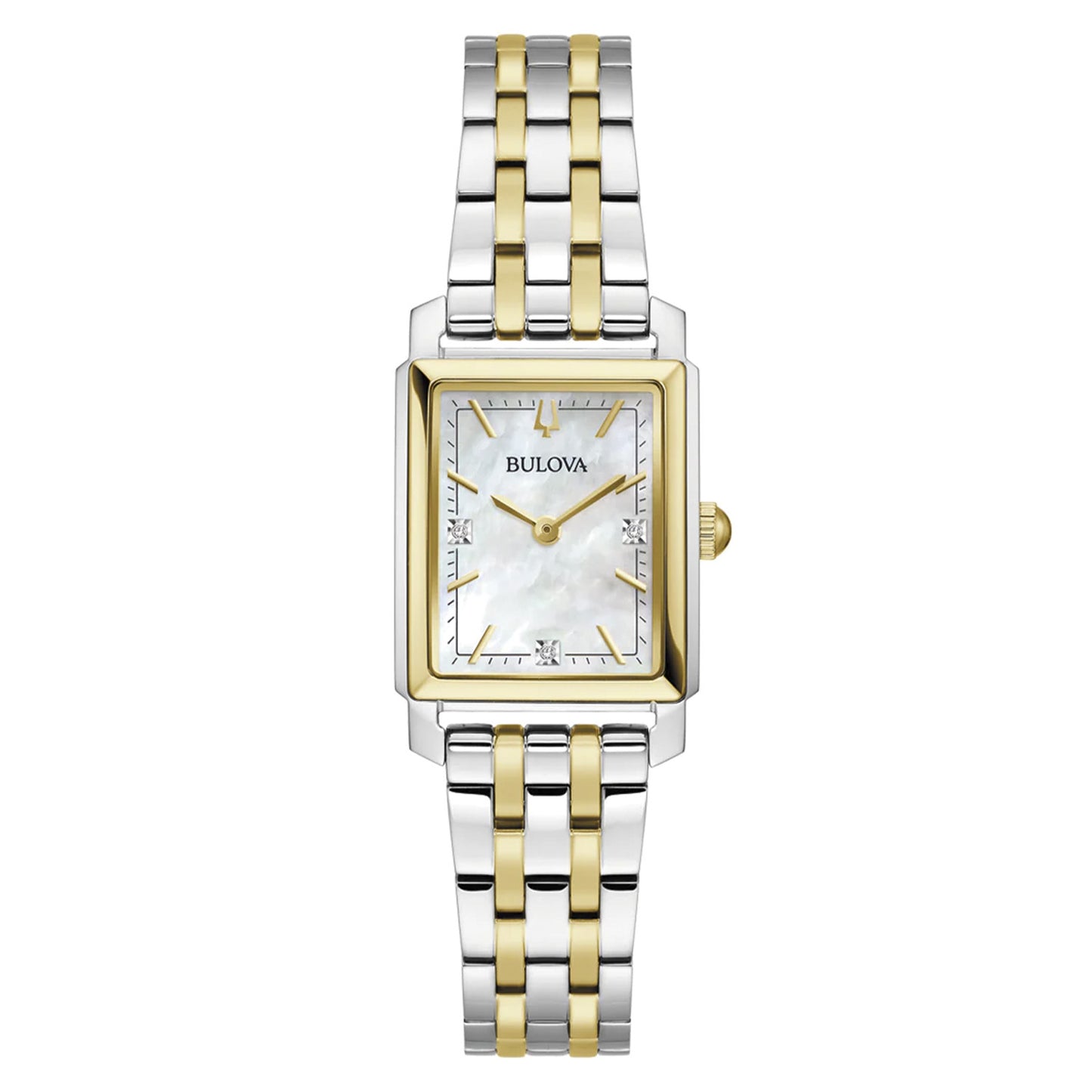 Bulova Damenuhr Sutton mit Perlmuttzifferblatt und zweifarbigem Edelstahlarmband
