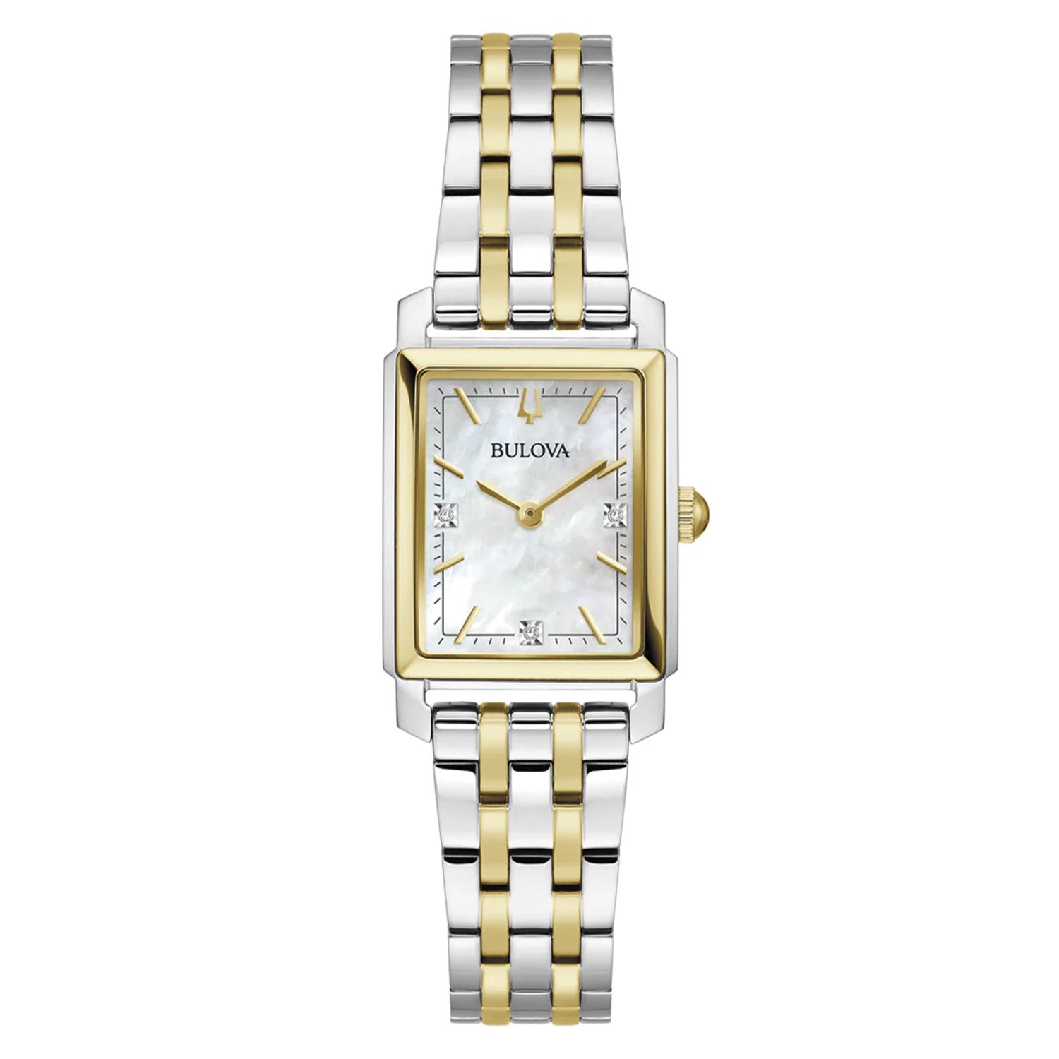 Bulova Damenuhr Sutton mit Perlmuttzifferblatt und zweifarbigem Edelstahlarmband