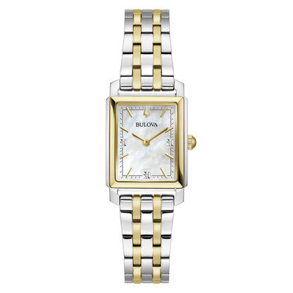 Bulova Damenuhr Sutton mit Perlmuttzifferblatt und zweifarbigem Edelstahlarmband