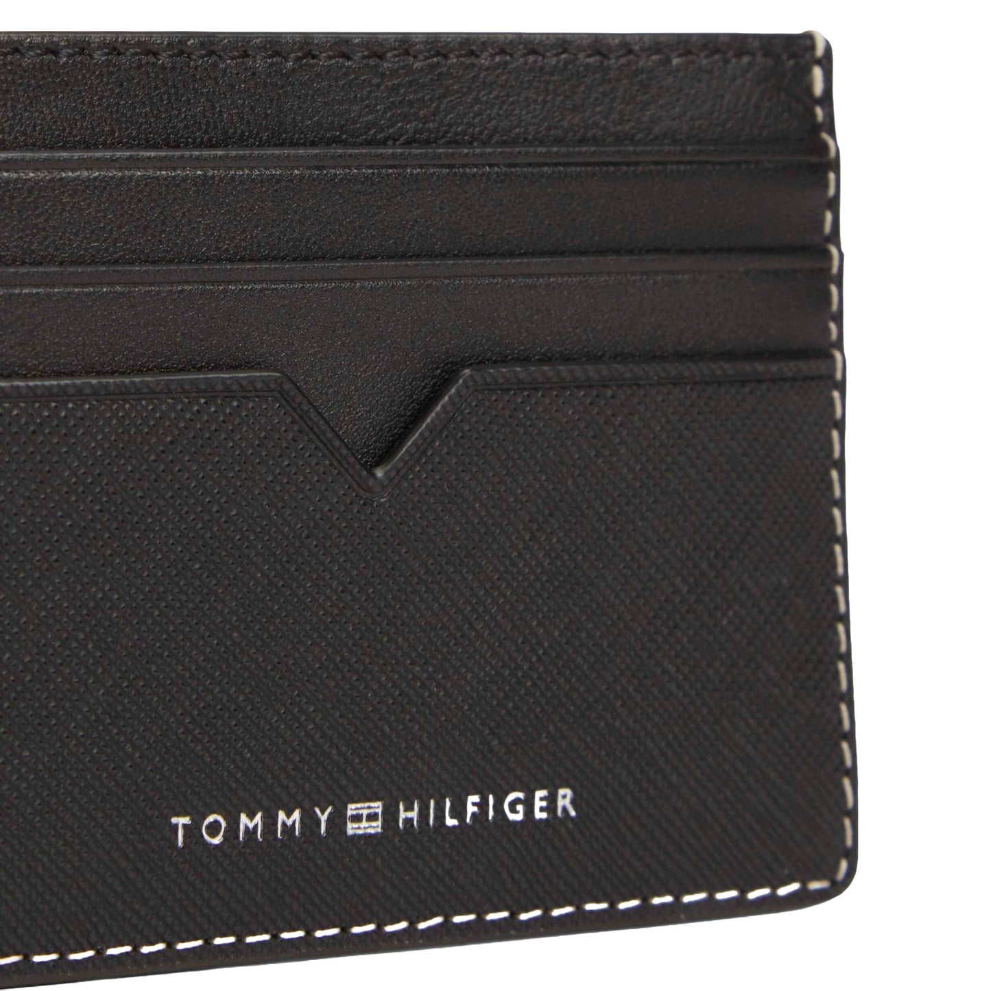 Schwarzes Lederarmband mit Tommy Hilfiger Logo, Prägung und Riemenlagen