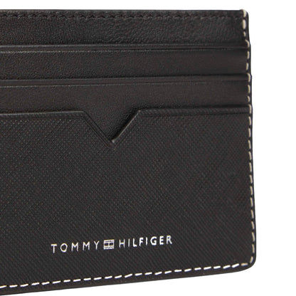 Schwarzes Lederarmband mit Tommy Hilfiger Logo, Prägung und Riemenlagen