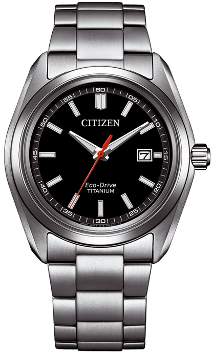 Montre homme avec cadran noir, affichage de la date et bracelet en acier inoxydable