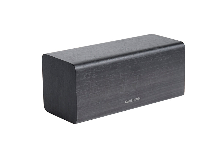 Réveil Karlsson LED noir, boîtier rectangulaire en bois sans affichage visible