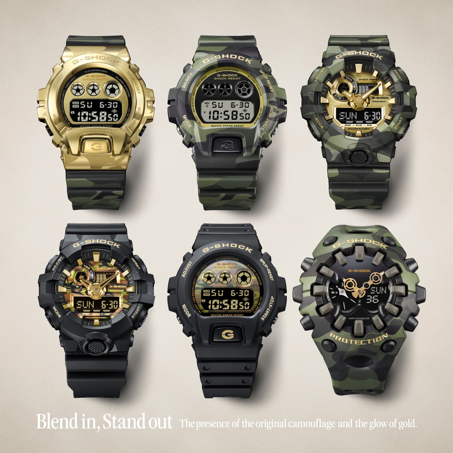 Casio G-Shock GA-700CF-1AER Herren Armbanduhr • Camouflage & Gold Design • 20 BAR Wasserdicht, Bild 8