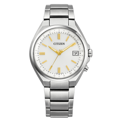 Citizen Super Titanium Armbanduhr mit weißem Zifferblatt und silbernem Edelstahlband