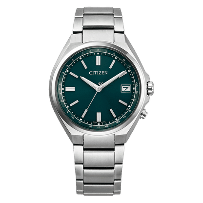 Citizen Armbanduhr mit Metallarmband und grünem Zifferblatt