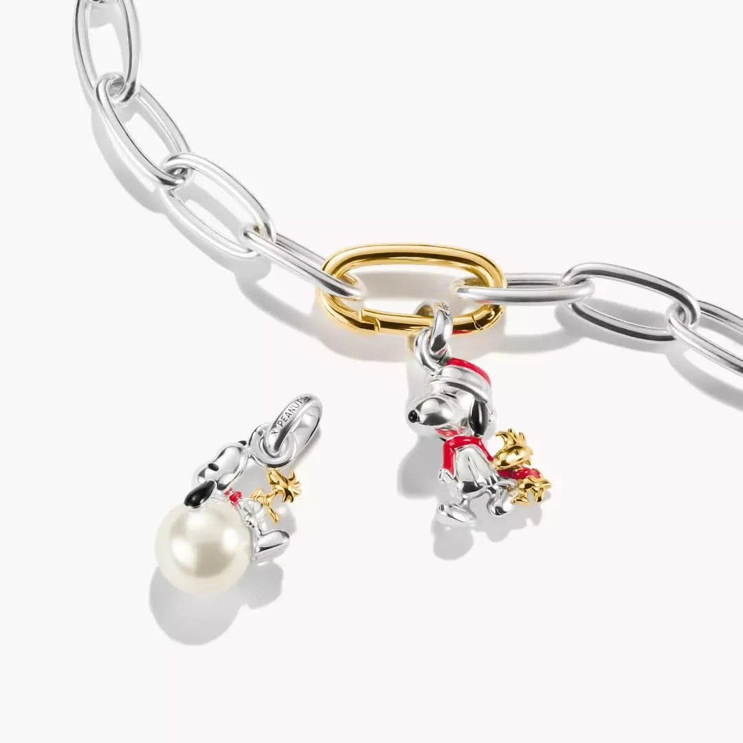 Pendentif breloque sur le fermoir, motif perles et anneau à accent doré