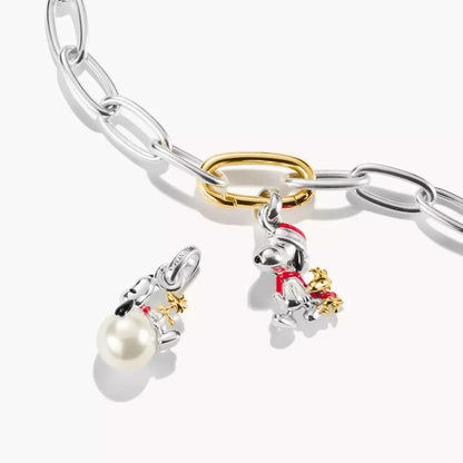 Pendentif breloque sur le fermoir, motif perles et anneau à accent doré