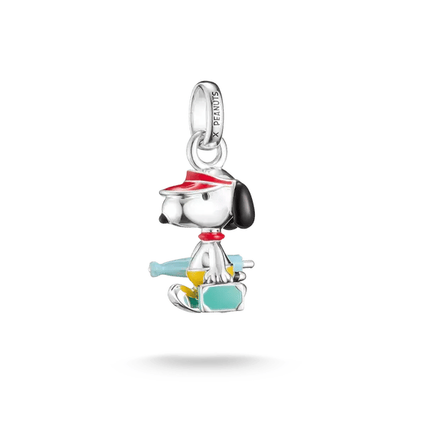 Pendentif Snoopy en argent avec détails colorés et passant