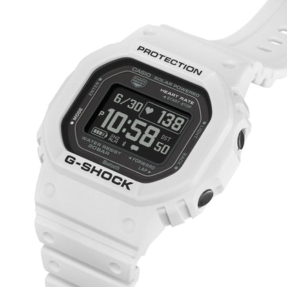 Casio G-SHOCK Herrenuhr mit Digitalanzeige, weißem Gehäuse und Armband