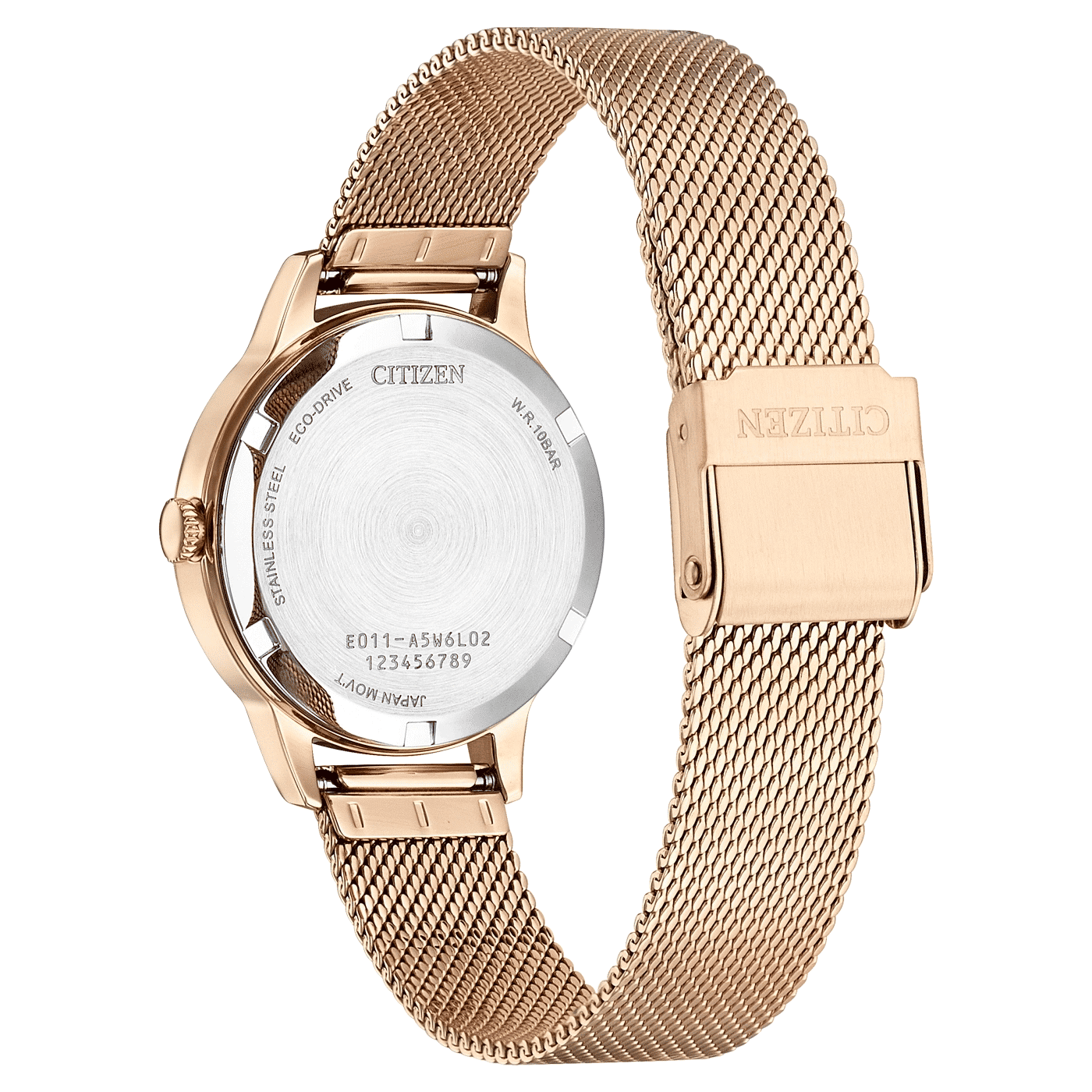 Armbanduhr Rückseite mit silberfarbenem Boden und goldfarbenem Milanaiseband
