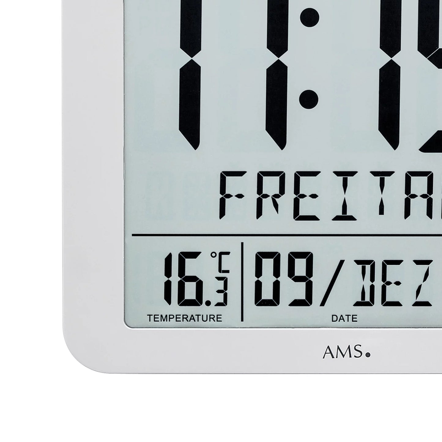 Affichage radio-piloté : température 16,3°C, date 09/DÉC, humidité 37%