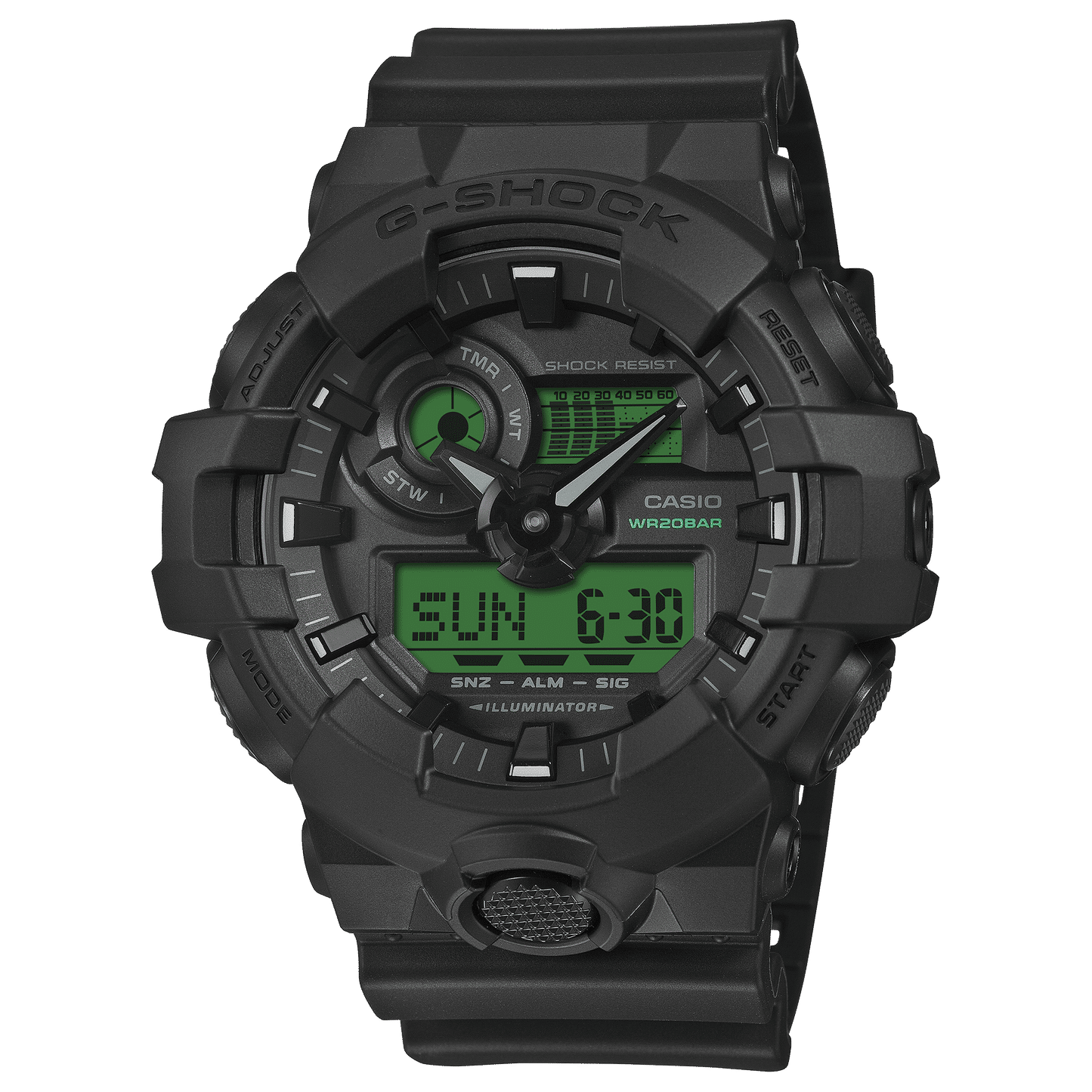 Casio G-Shock GA-700BEG-1AER Herrenuhr Schwarz-Elektrogrün • Analog-Digital • 20 bar wasserdicht, Bild 2
