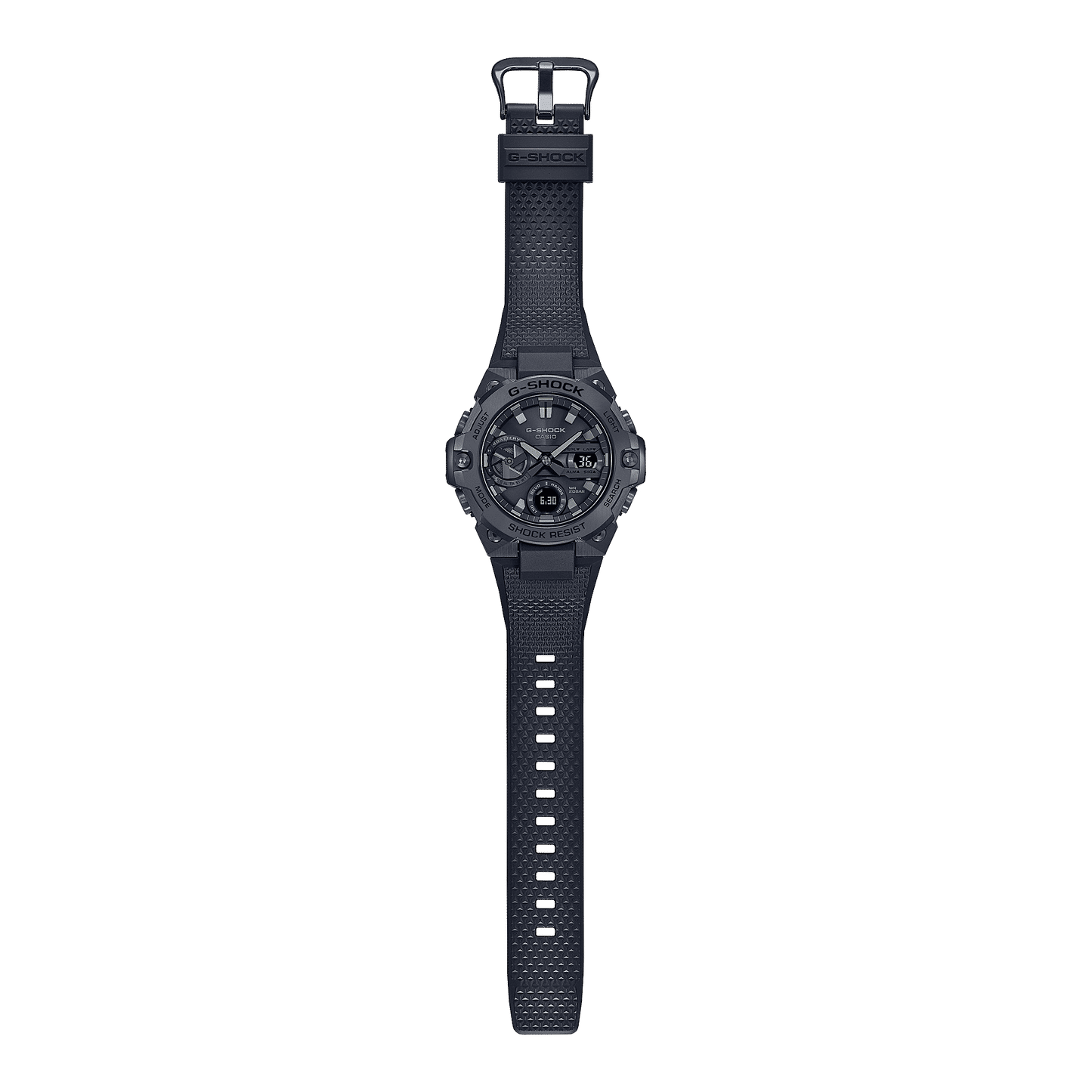 Casio G‑SHOCK Herrenuhr mit Silikonarmband und seitlicher Ansicht des Gehäuses