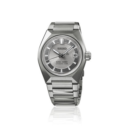 Seiko King Seiko Herrenarmbanduhr aus Titan, Metallband, silbernes Zifferblatt, Datum 6