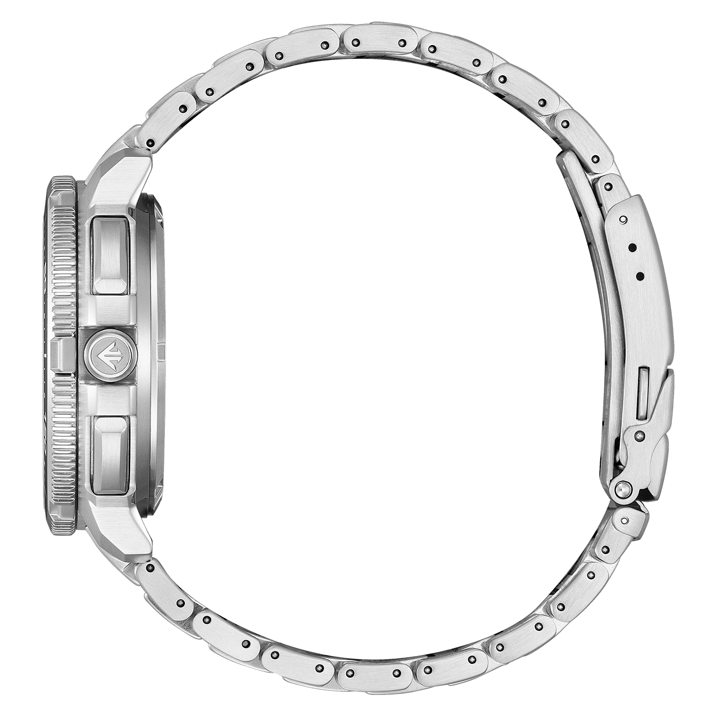 Herrenarmbanduhr Citizen PROMASTER, seitliche Ansicht: Edelstahlgehäuse und verschraubte Lünette