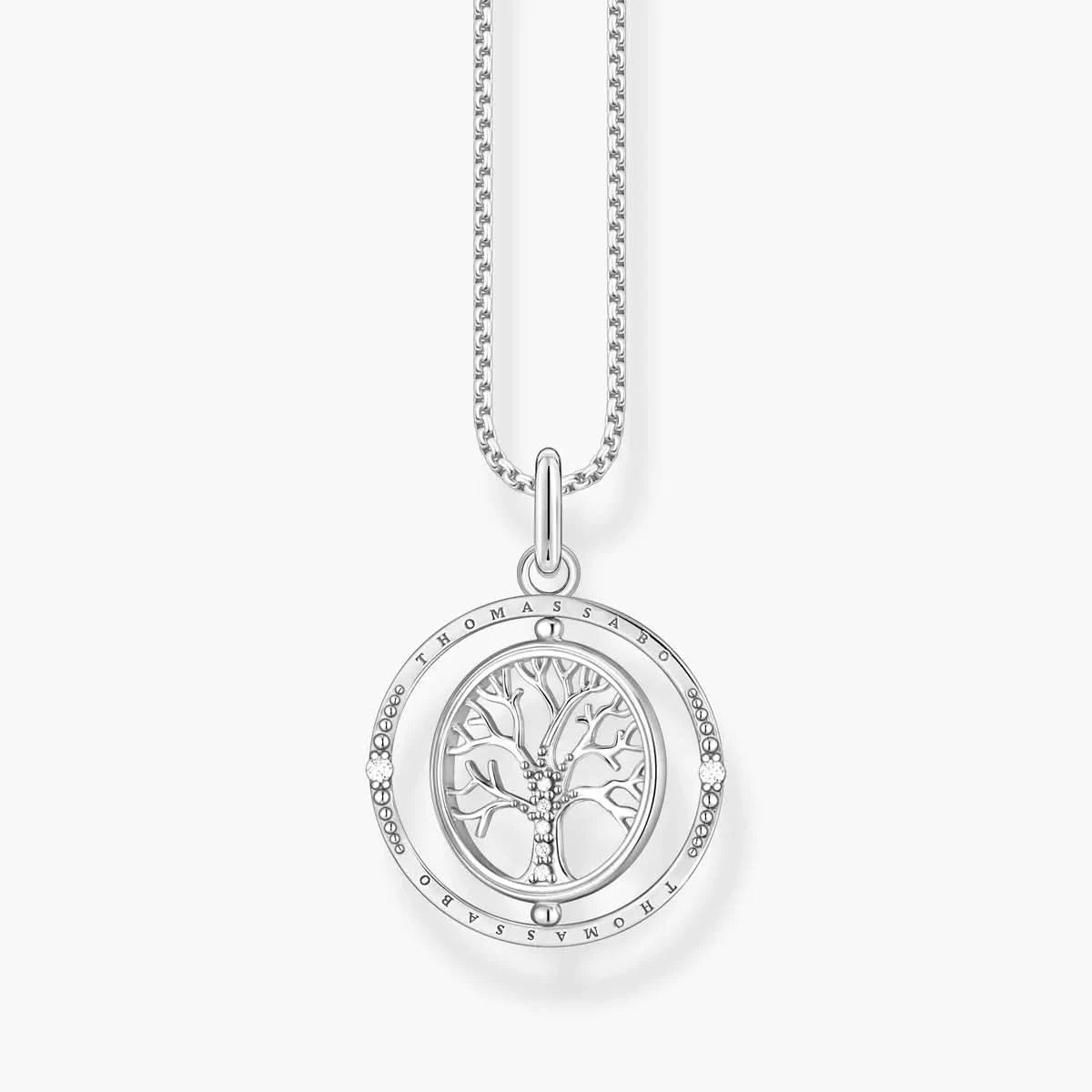 Médaillon en argent avec motif d'arbre et bordure gravée (Thomas Sabo)