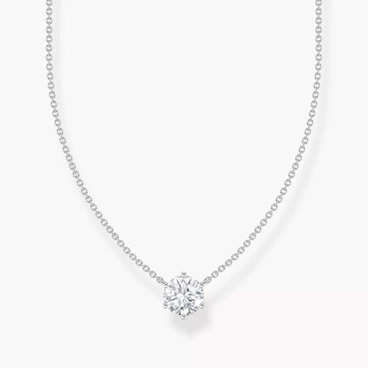 Collier en argent avec pendentif rond en zircone blanche