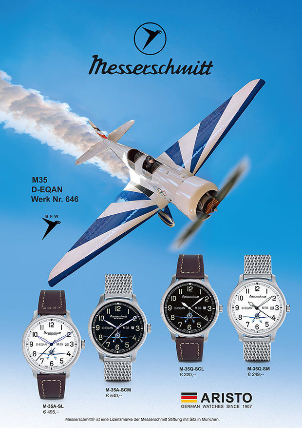 Messerschmitt M-35B-QL Herrenuhr • Schweizer Ronda Quarzwerk • Leuchtzeiger, Bild 5