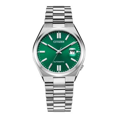 Herrenuhr mit grünem Zifferblatt, Automatik, Saphirglas, Edelstahlarmband