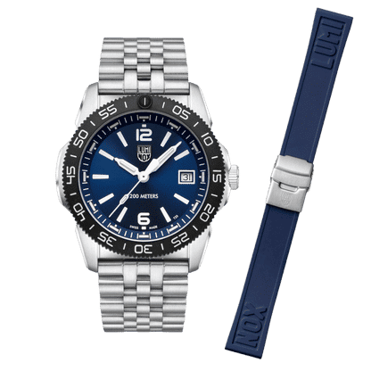 Montre pour femme avec cadran bleu, bracelet en acier inoxydable et bracelet de rechange bleu