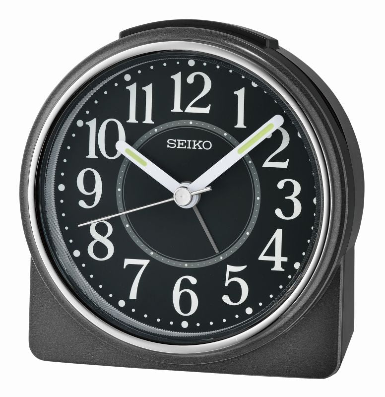 Seiko QHE198K Réveil de Table Noir • Mouvement Sweep Silencieux • Aiguilles Lumibrite