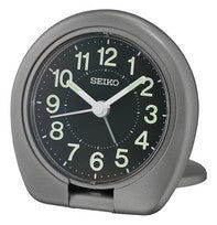Seiko QHT018T Réveil de Voyage Gris • Aiguilles Lumineuses • Mouvement à Quartz Analogique