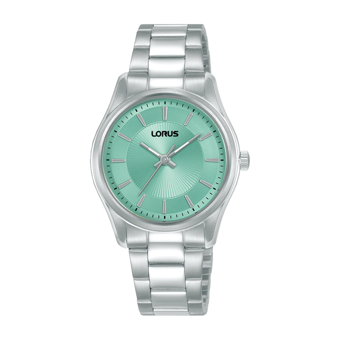 Lorus Damenuhr mit mintfarbenem Zifferblatt und silbernem Edelstahlarmband