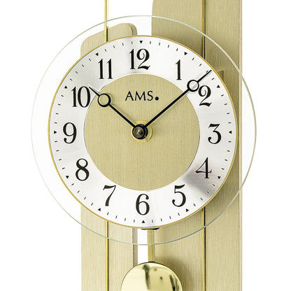 Cadran de l'horloge de table avec AMS, boîtier en bois, anneau en laiton et bouton de pendule