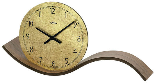 Horloge de table AMS 30 cm en bois • Design sculptural • Mouvement à quartz
