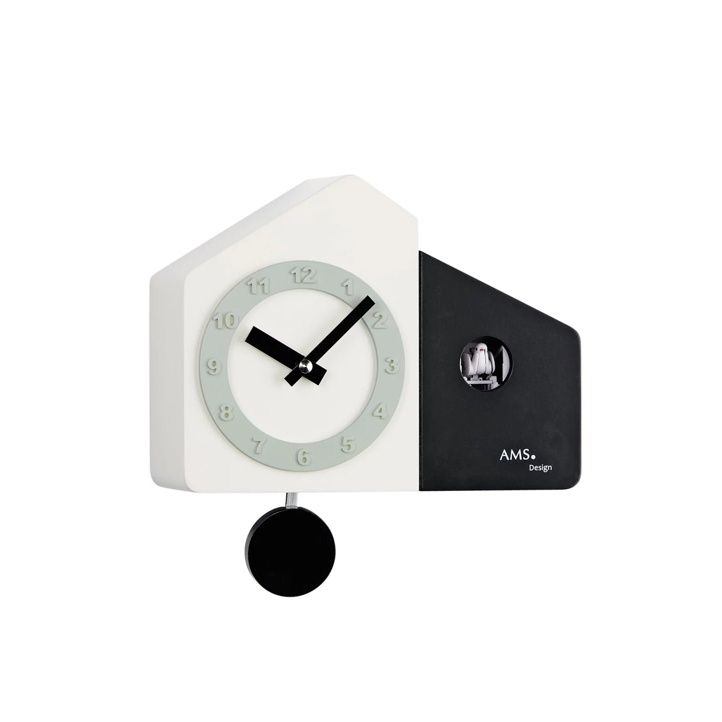Horloge murale avec boîtier bicolore, cadran gris clair, pendule noire