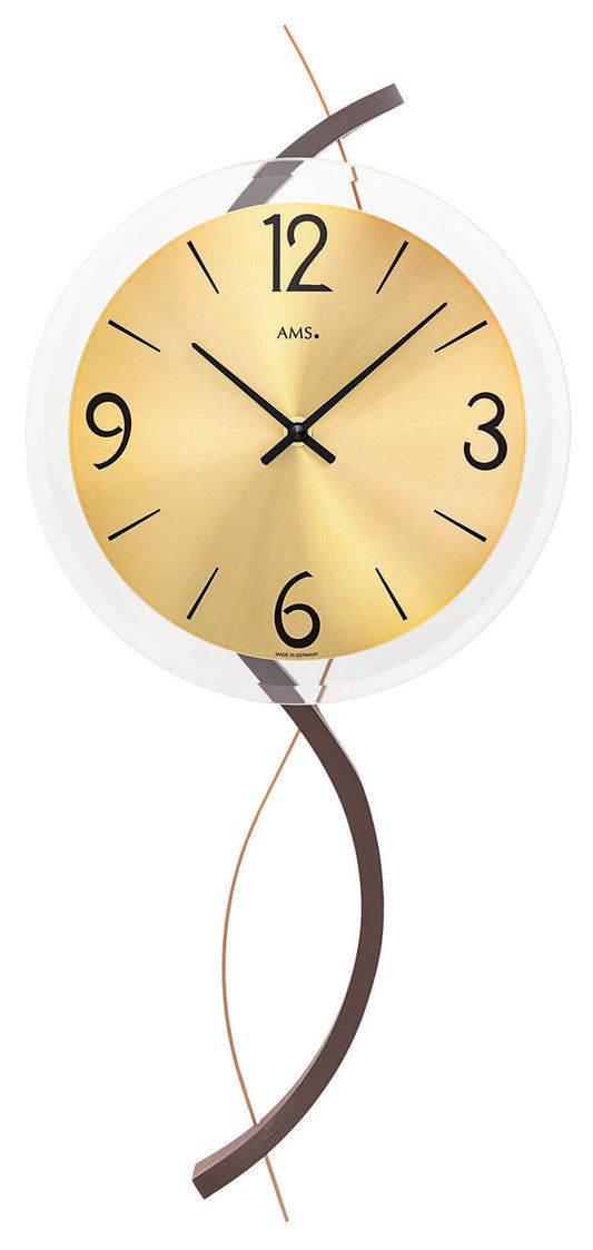 Horloge murale AMS 26x26x5 cm Bois • Radio-pilotée • Boîtier en bois véritable