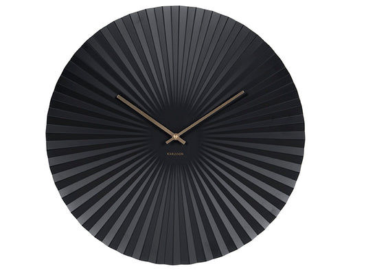 Horloge murale Karlsson Sensu XL avec relief rond en éventail, cadran noir et aiguilles