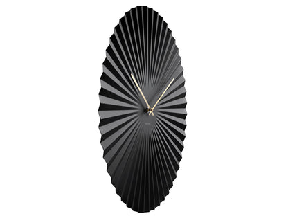 Horloge murale Karlsson Sensu XL, relief ovale en éventail noir avec aiguilles dorées