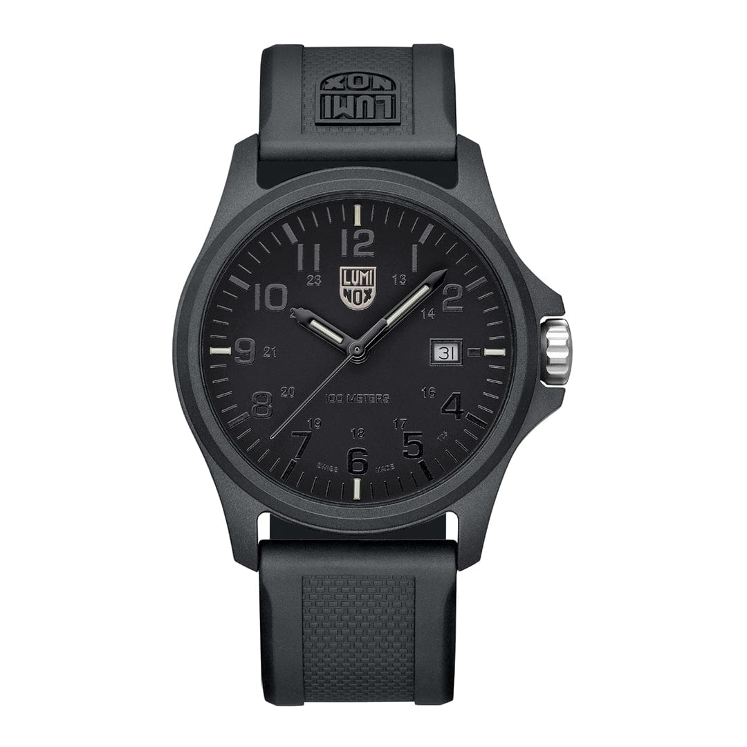 Luminox Moon Valley Armbanduhr mit schwarzem Zifferblatt, Datumsfenster und Kautschukband