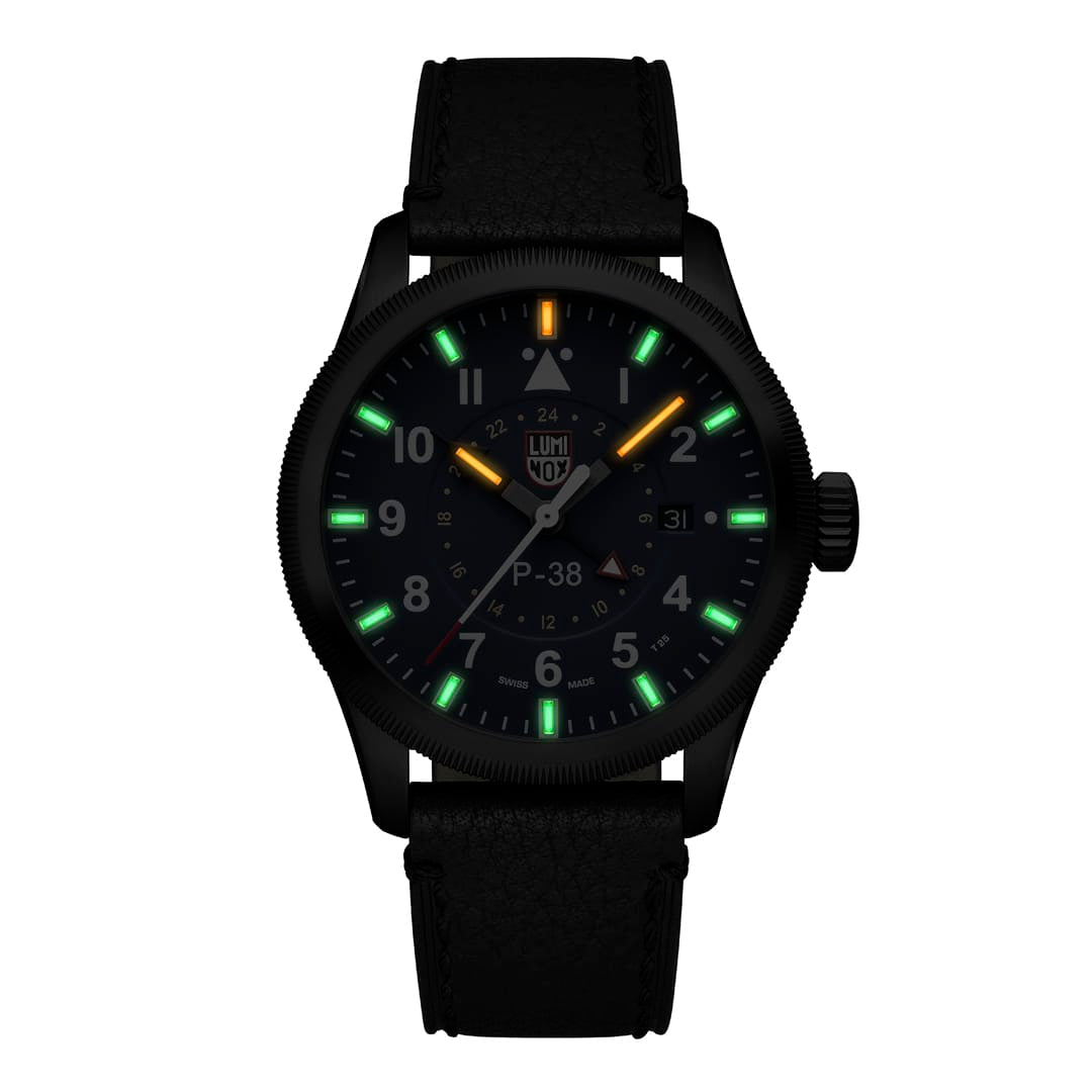 Luminox Herrenuhr P-38 Lightning mit blauem Zifferblatt und leuchtenden Markierungen