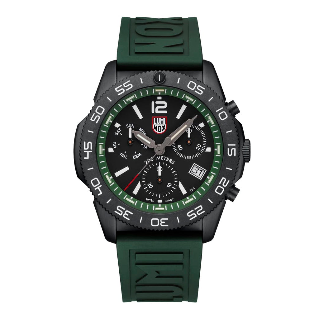 Luminox Pacific Diver Herrenarmbanduhr mit grünem Silikonband und schwarzem Zifferblatt