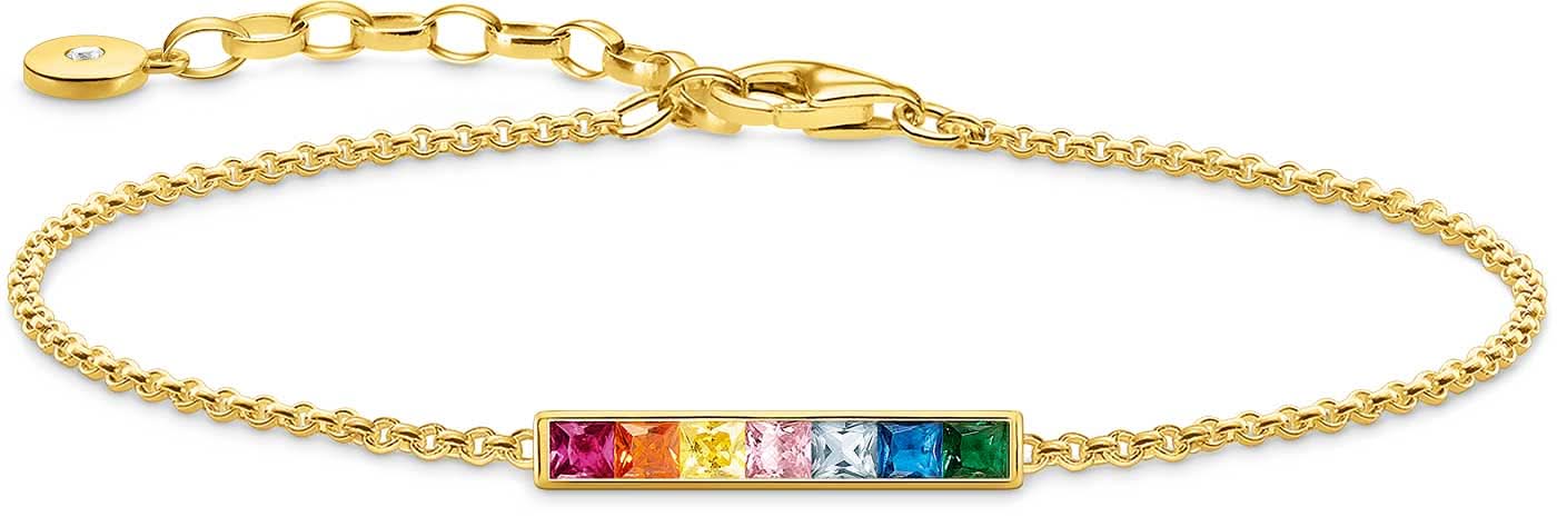 Bracelet avec pierres colorées - Plaqué or jaune 750