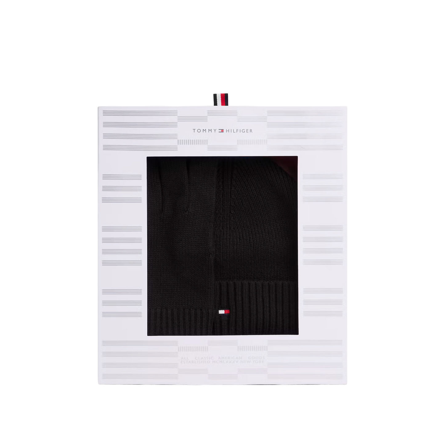 Tommy Hilfiger Strickmütze in schwarzer Geschenkbox mit Flag-Logo