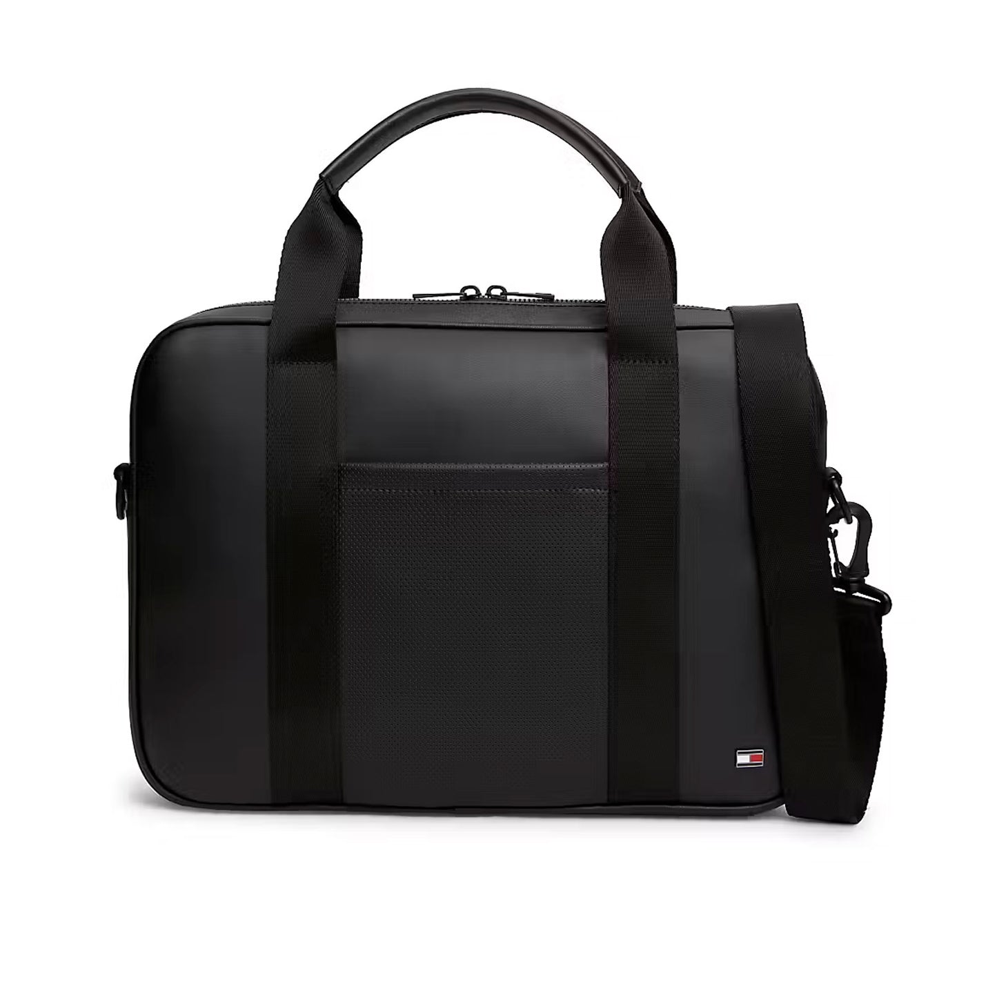 Tommy Hilfiger TH Foundation AM0AM14727BDS Laptop-Tasche Schwarz • Abnehmbarer Schulterriemen • Gepolstertes Laptop-Fach