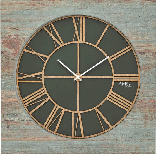 Horloge murale AMS 50x50x4 cm Bois • Mouvement à quartz moderne • Boîtier en bois de haute qualité
