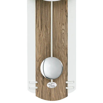 Pendel-Wanduhr mit Holzgehäuse, rundem Ziffernblatt und Metall-Pendelregler