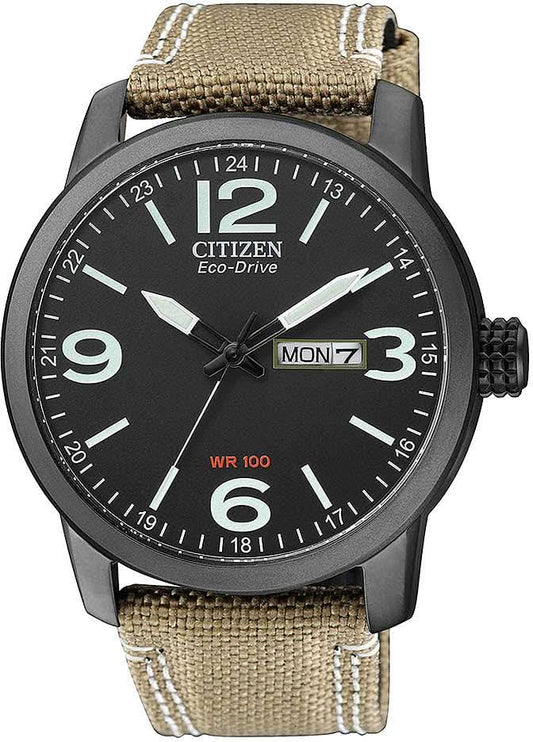 Montre Citizen BM8476-23EC pour homme • Eco-Drive à énergie solaire • Bracelet en toile noire