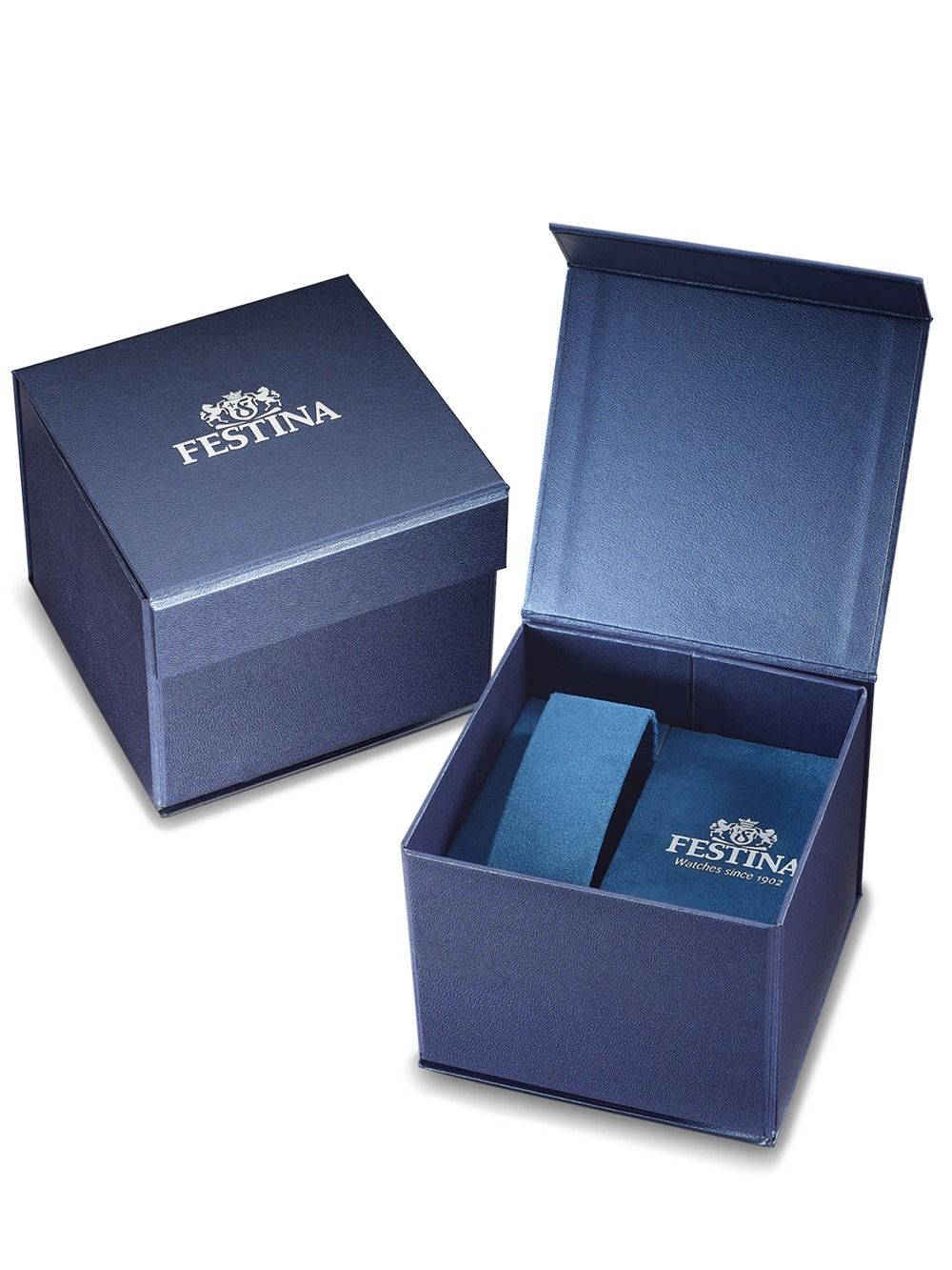 Festina Uhrenbox-Set mit geöffneter blauer Verpackung und Einsatz