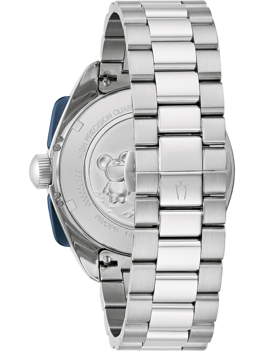 Bulova Herrenarmbanduhr Rückseite aus Metall mit Gravur, am Metallarmband