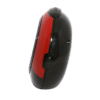 Réveil éducatif pour enfants, vue latérale, boîtier noir avec bordure rouge et bouton.