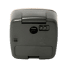 Côté arrière du réveil avec compartiment à piles, boîtier noir
