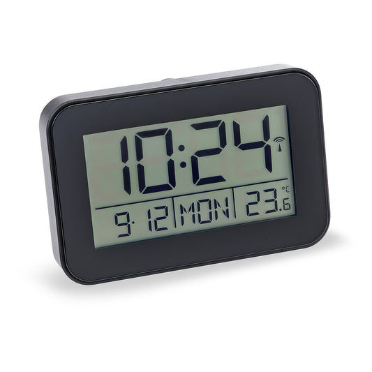 Réveil numérique avec écran LCD, affiche l'heure, la date et la température